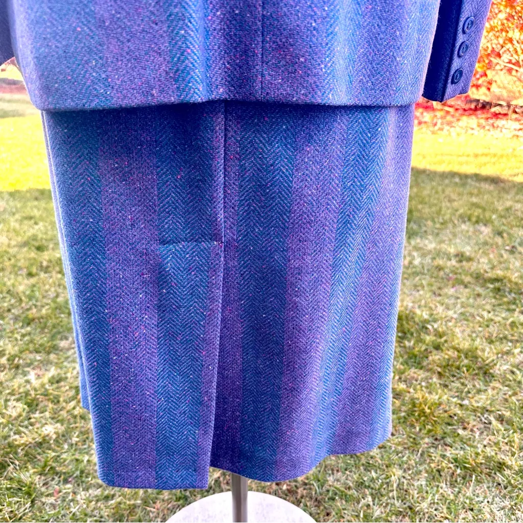 Triona Design 90’s Vintage High Waisted 100% Wool Plus Size Skirt & Blazer Suit Purple - Image 12