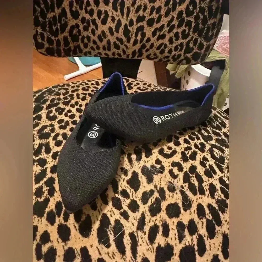 Rothy's  Black Blue Pointed Toe Ballet Flats - Image 4
