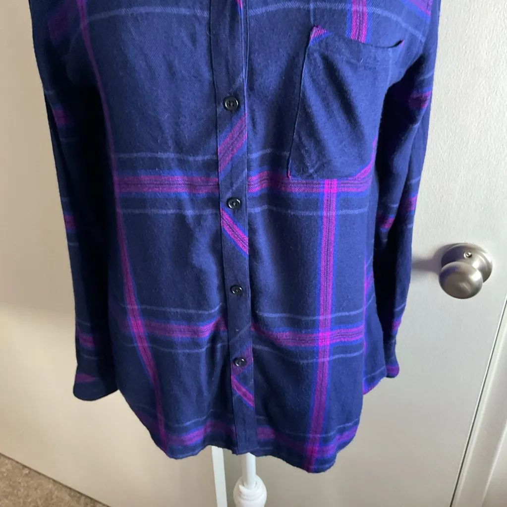 30. Rails Hunter Plaid Ultraviolet Button-Down Longsleeve Top Size Medium - Image 5