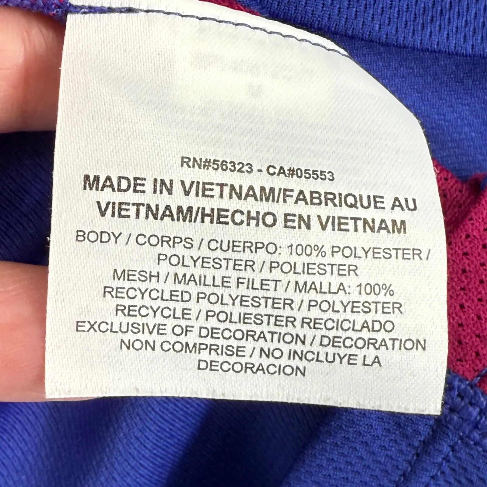 Nike Running Dri-Fit V Neck Long Sleeve Top Womens Medium Blue‎ Pink Athletic - Image 7