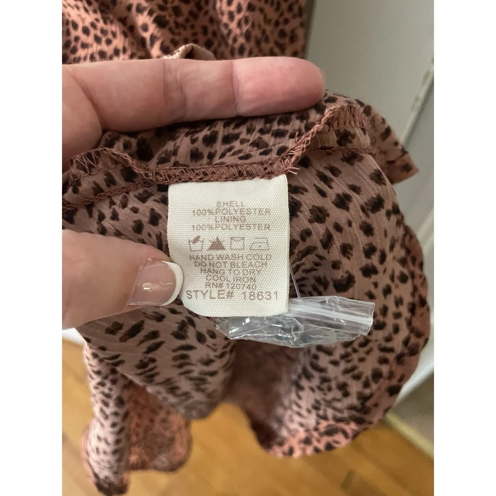 Mystree Women's Ruffle Tiered Animal Print Long Sleeve Midi Dress Size M - Image 4