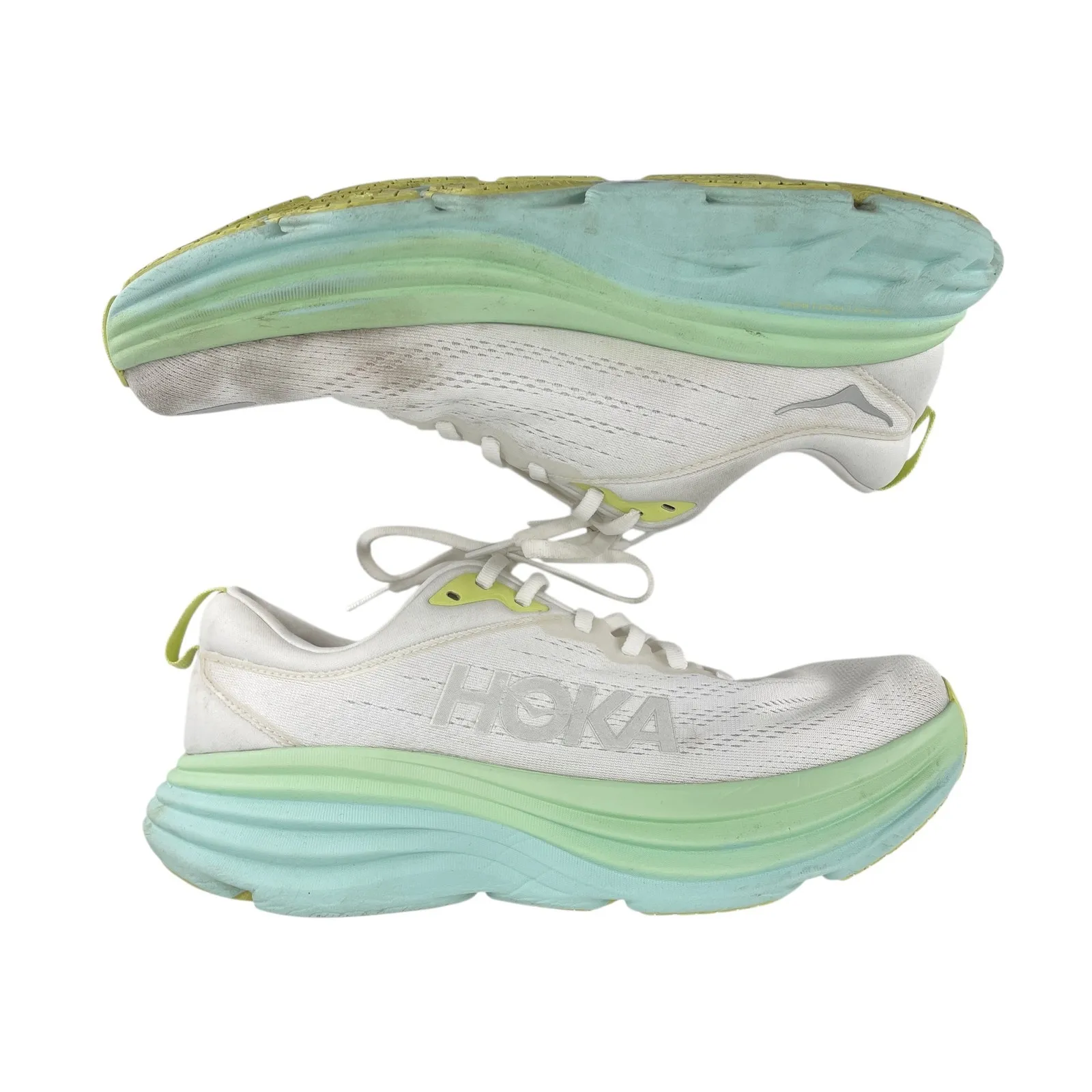 Hoka Womens Bondi 8 Running Sneaker Shoe Size 11 Blanc/Sunlit Ocean Active - Image 3