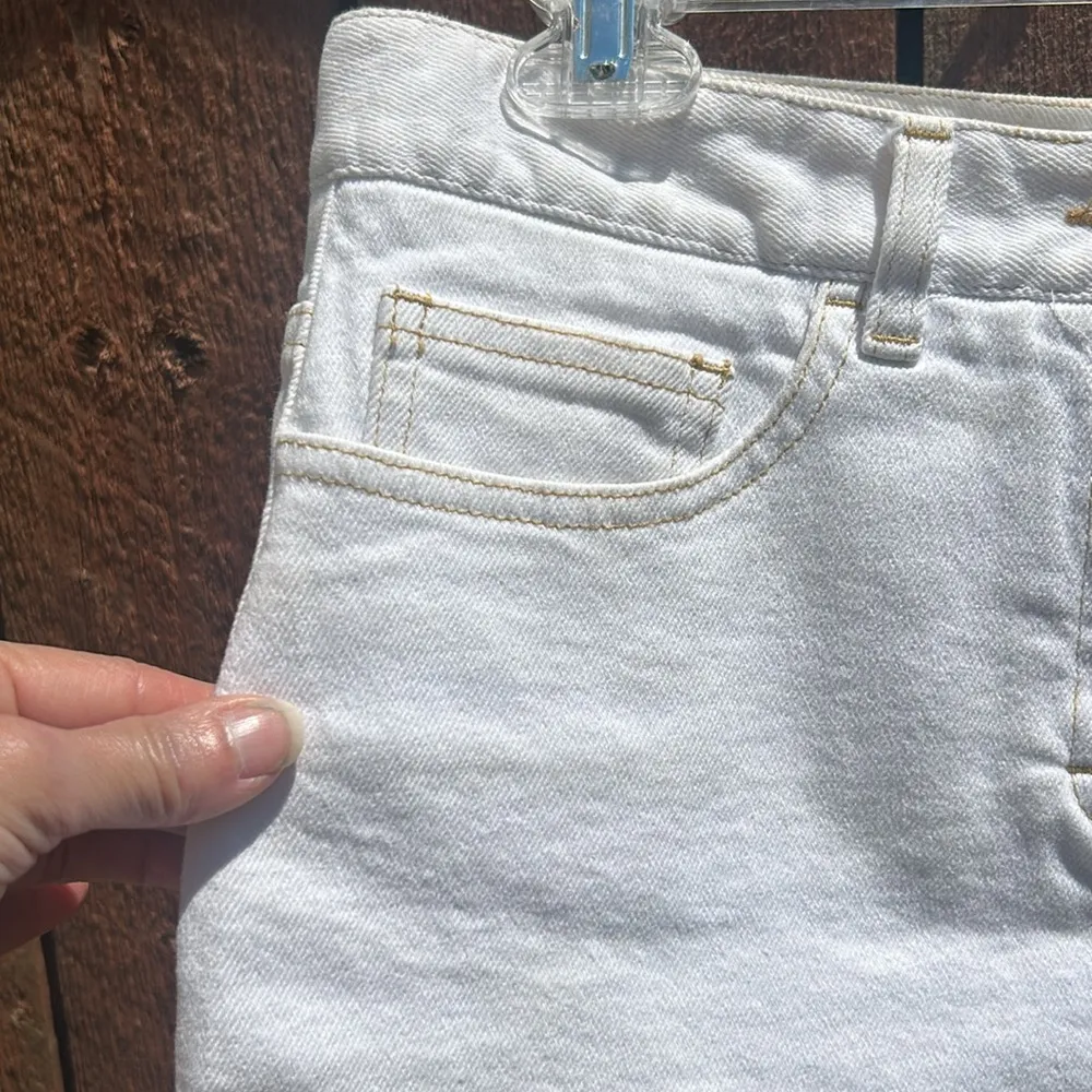 Theory Denim Mini Raw Hem White Skirt Size 4 - Image 2