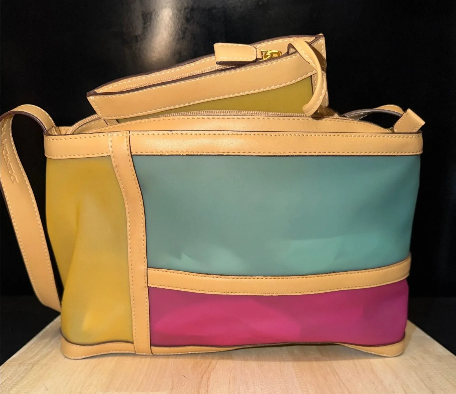 Jessica McClintock Colorblock Shoulder Bag with Matching Pouch - Image 1