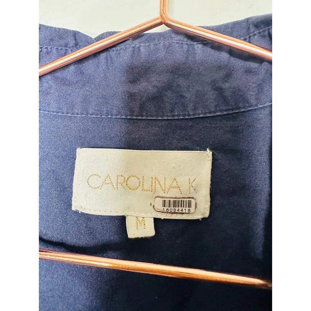 CAROLINA K Geometric Cotton Button Front Valerie Pleated Kaftan Gown Dress M Size M - Image 14