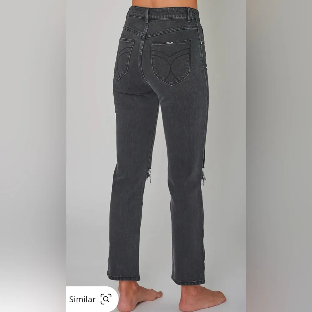 NWT Rollas High Rise Original Straight Brad Black Worn Jeans size 27 - Image 2