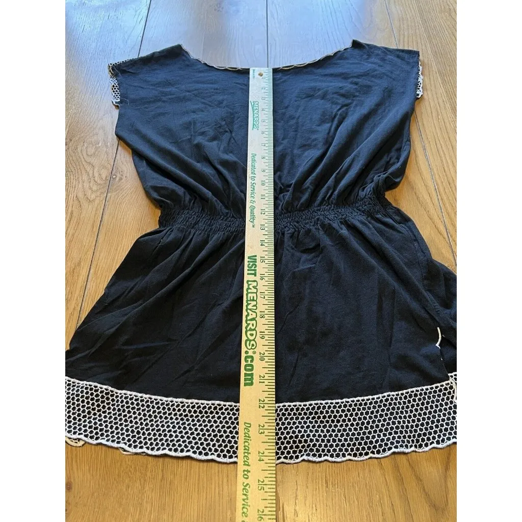 Vertigo Paris Top Size Medium Embroidered Smocked Elastic Waist Classic Party - Image 4