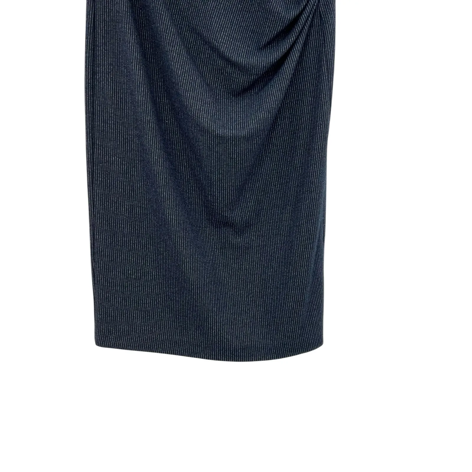 Weekend Max Mara Skirt Midi Pencil Ruched Draped Pinstripe Navy Blue Size‎ XL - Image 5