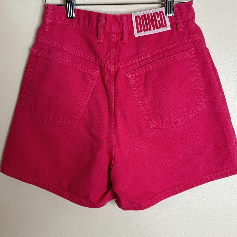 Vintage bongo button fly pink denim jean shorts  big logo on back size 5 - Image 10
