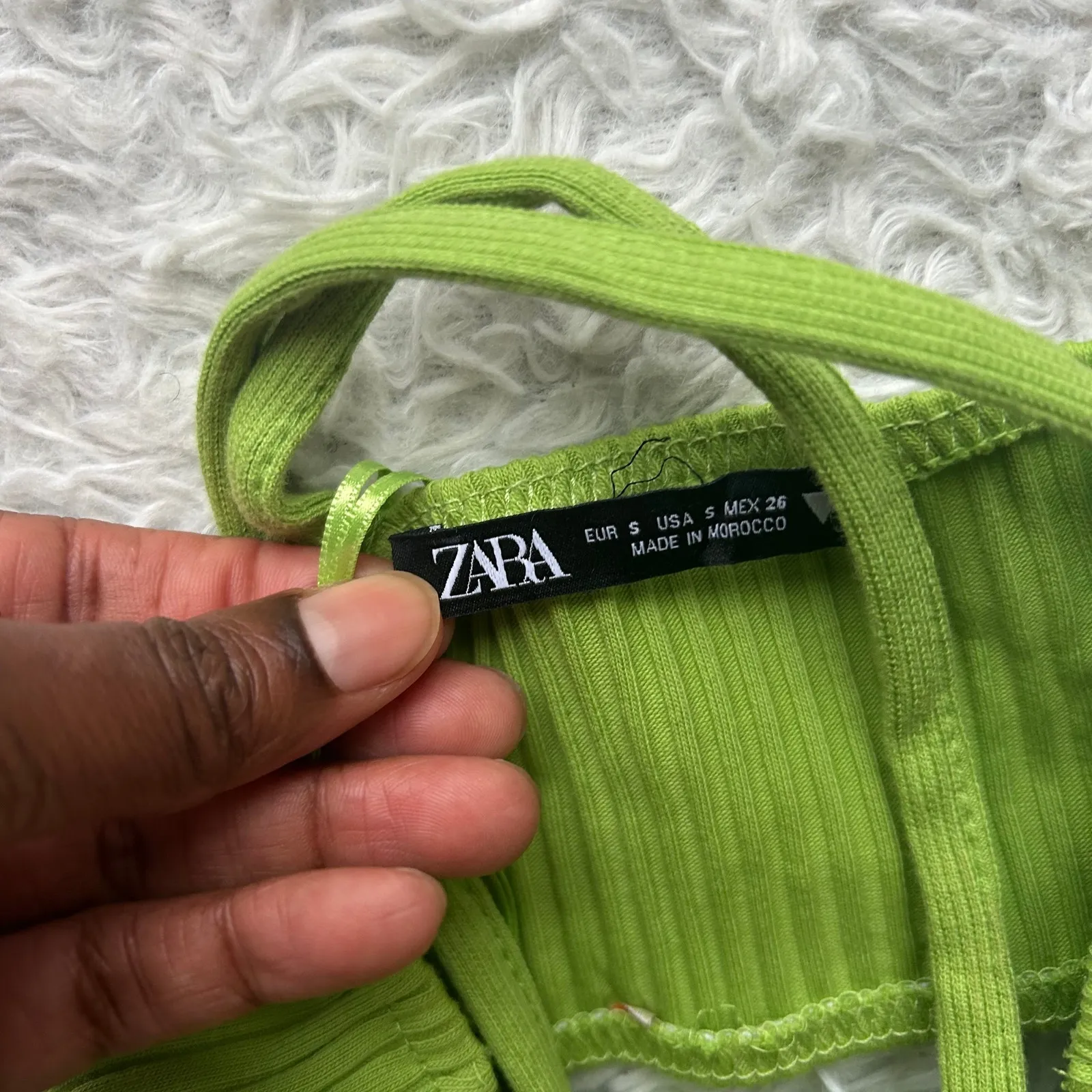 Zara Green Ribbed Cutout Halter Neck Bodysuit Size Small - Image 7