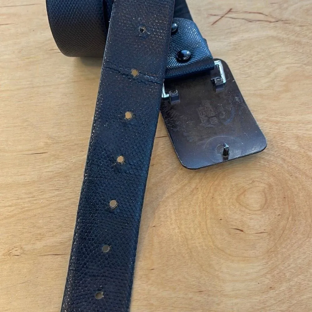 Kathe‎ Helander Womens Crystal American Flag Buckle Leather Belt Black - Image 7