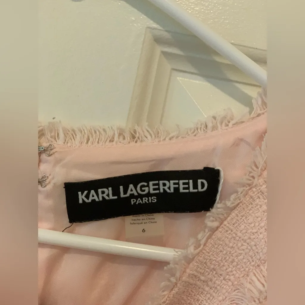 Karl Lagerfeld Elegant Pink Tweed Sleeveless Dress.   Size-6 - Image 4