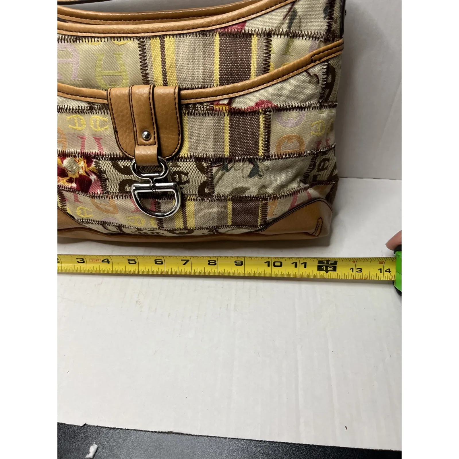 Vintage Etienne Aigner Cloth Patchwork Signature Logo Handbag Purse - Image 3