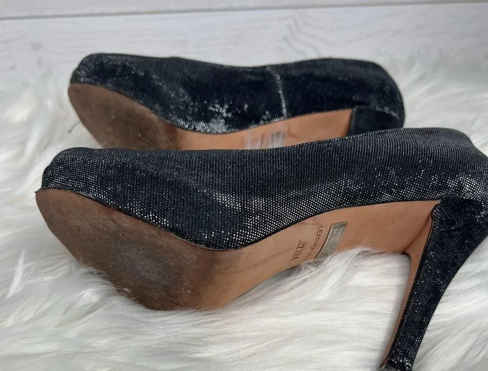 Badgley Mischka Monili gray glitter peep toe pumps Size 7.5 - Image 7