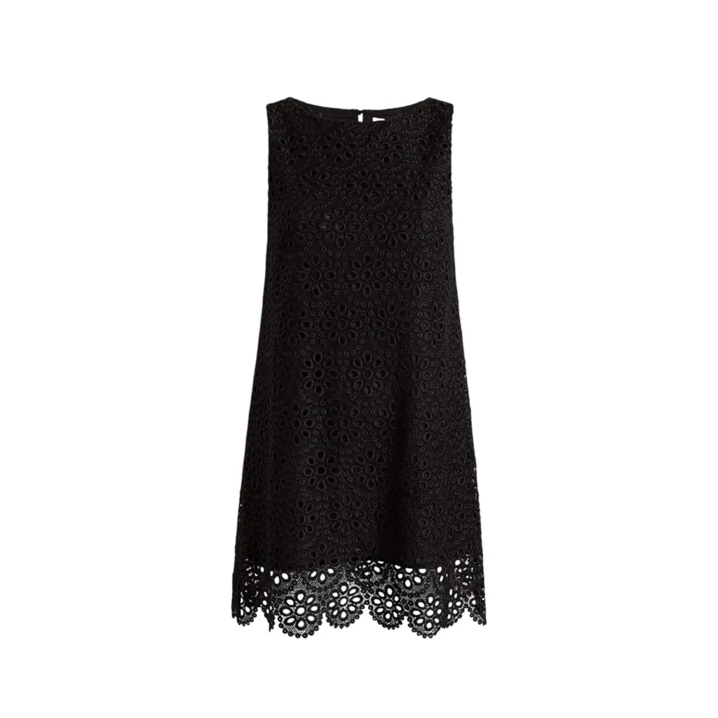 HILL HOUSE Charlie Shift Mini Dress, Black Scallop Lace, XS - Image 7