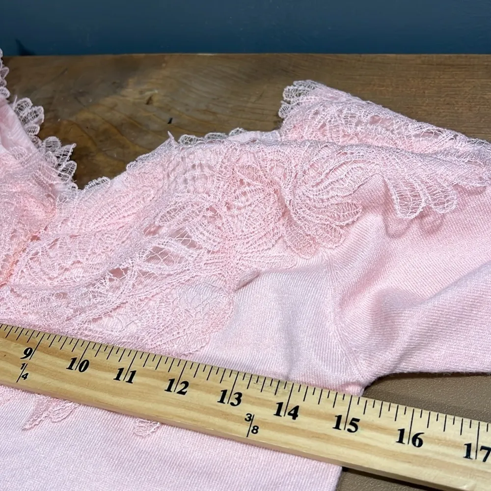Dee Elly small pink Valentino off shoulder top neckline dainty lace detailing - Image 7