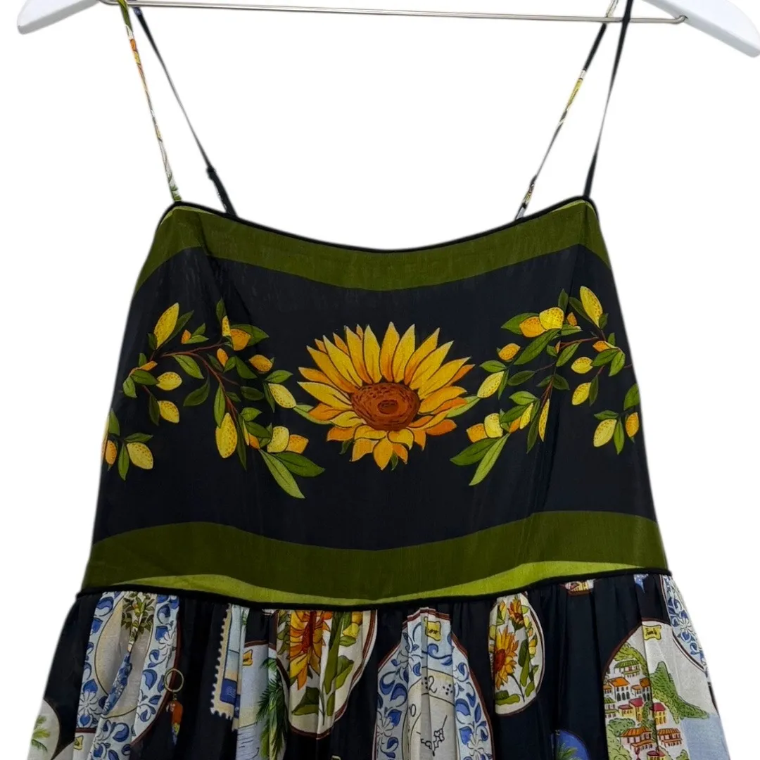 NWT Farm Rio Trip Souvenir Black Maxi Dress Sunflower Print Size S - Image 4