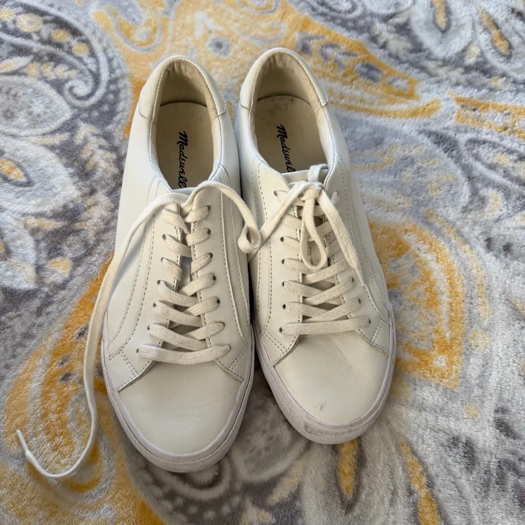 Madewell white leather sneakers size women’s 9 - Image 2