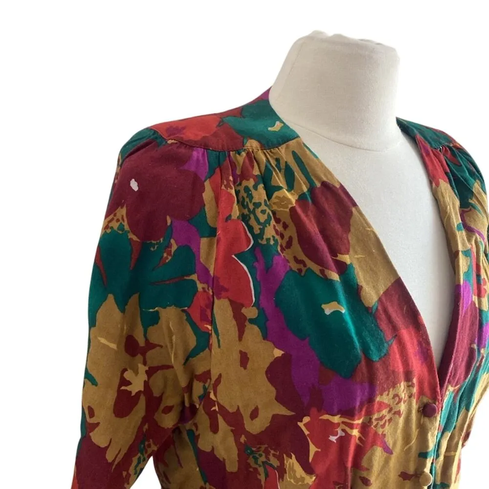 VINTAGE JO HARDIN Skirt Set Womens Sz 10 Floral Print Cottagecore Red - Image 3