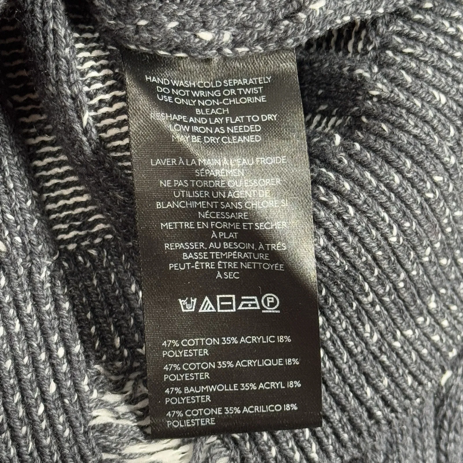 Pilcro Sweater Womens Large Navy White Marled Chunky Casual Distressed Grunge - Image 8