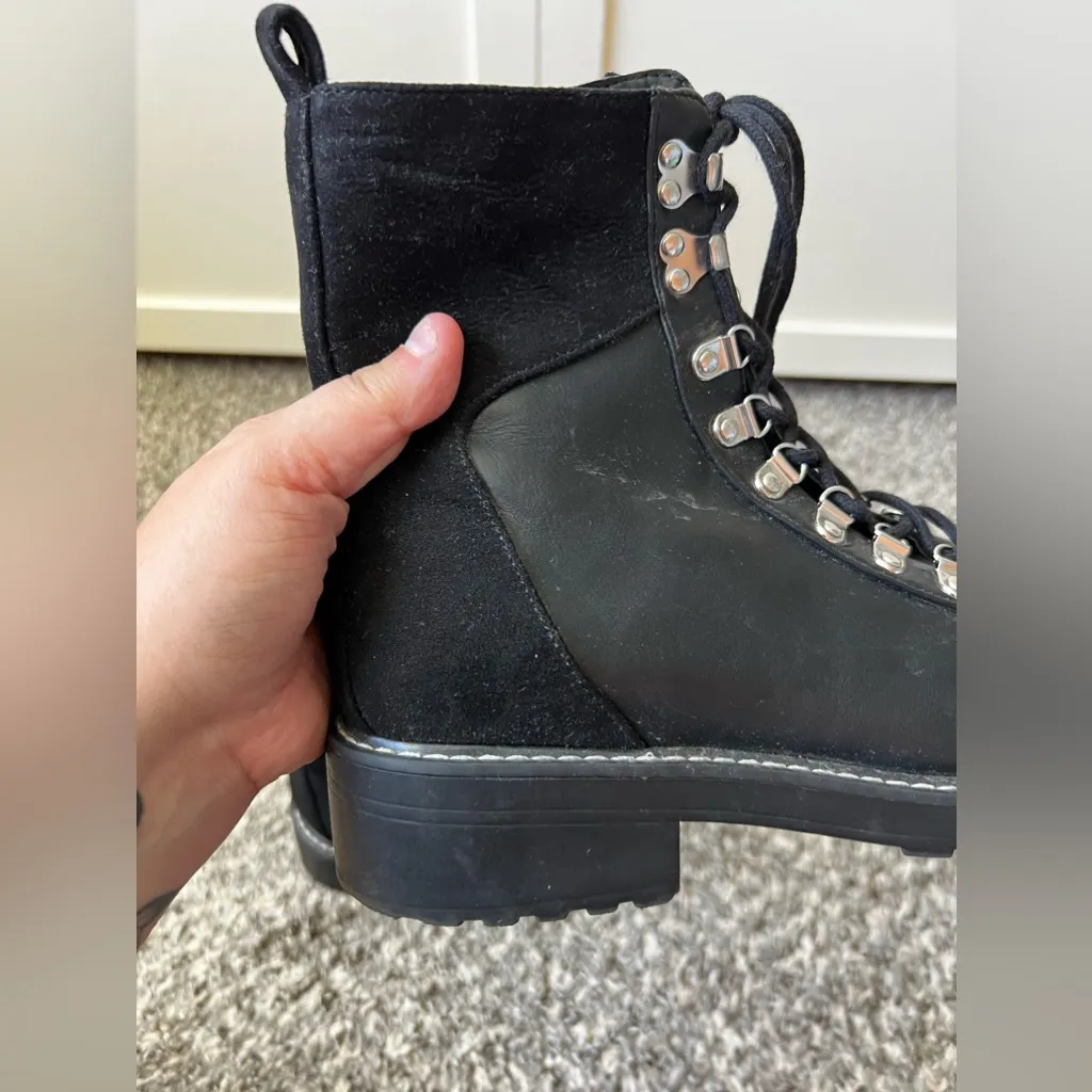 London Rebel ASOS Black Combat Lace Up Boots‎ Vegan Leather Size 8 - Image 11