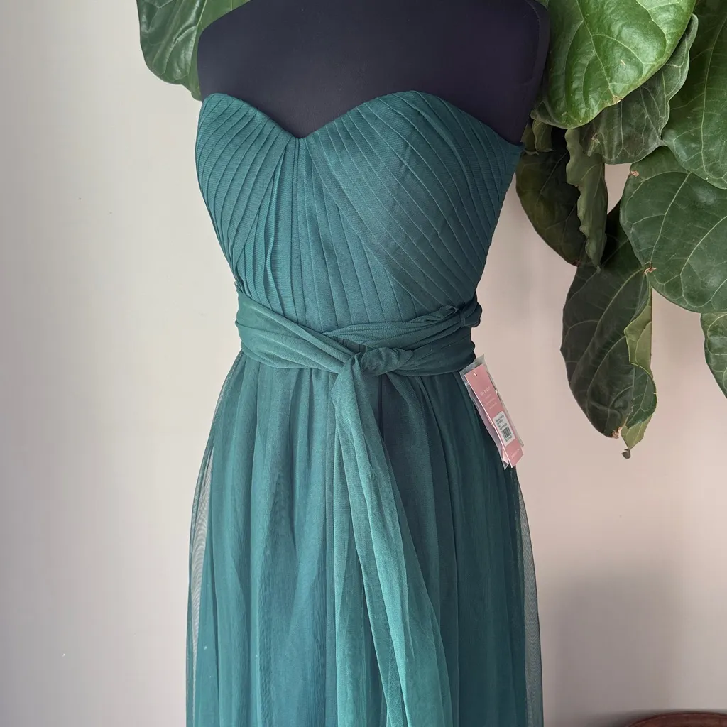 Birdy Grey Christina Convertible Dress Emerald Tulle Bridesmaid Formal - Image 3