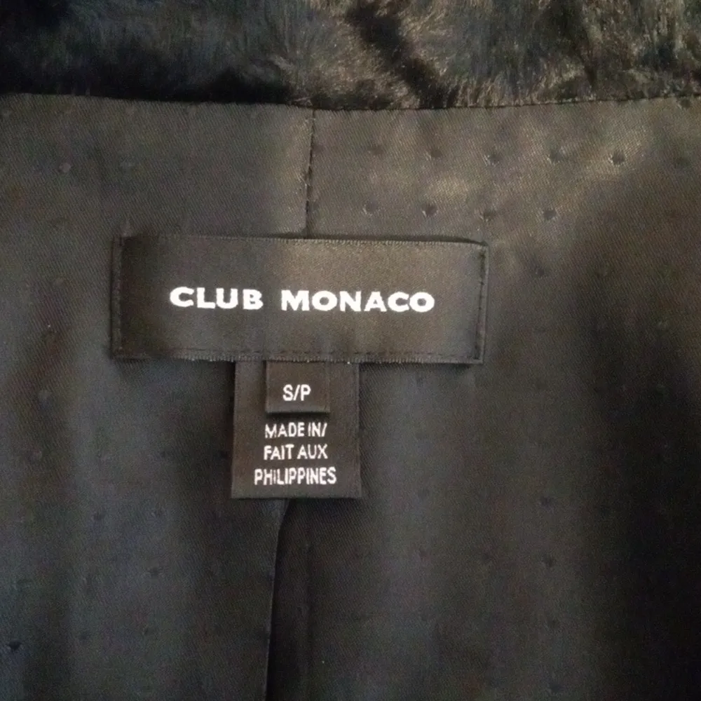 Club Monaco Faux Fur Womens Jacket Black Old Money Office Womens SP - Image 5