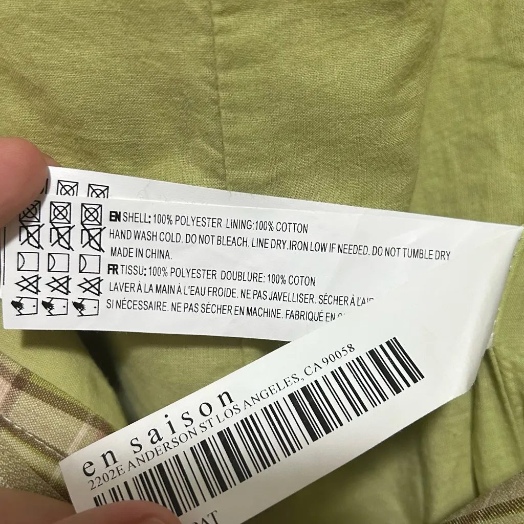 En Saison Anthropologie Andrew Tapered Plaid Pants Size Large Green Preppy - Image 8