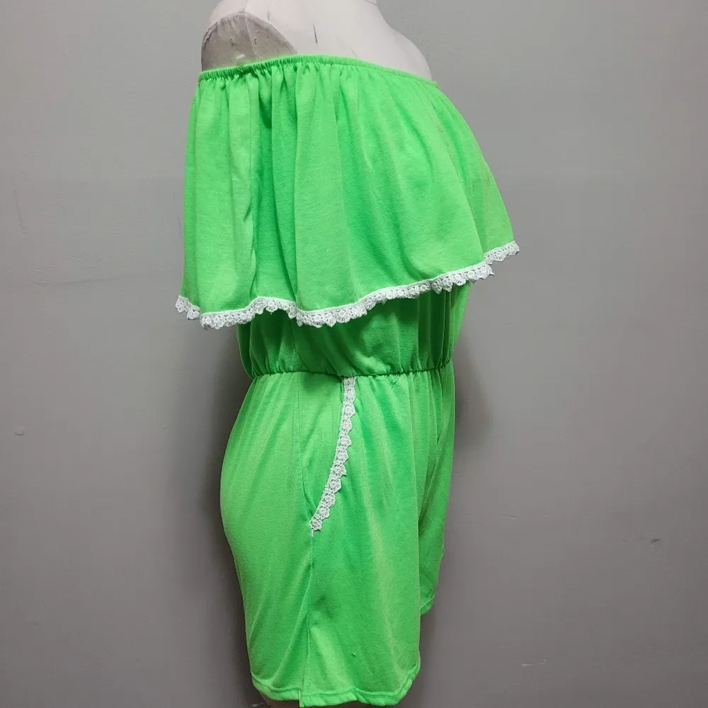 Bibi neon easy come easy go strapless romper size small - Image 2