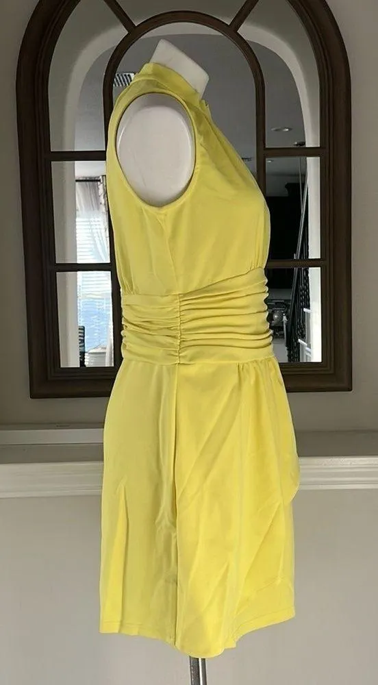 Nicole Miller Ruched Tulip Hem Mini Dress in Lemon Drop Size 8 New w/Tag $189 - Image 7