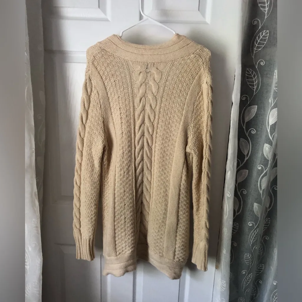 Eddie Bauer Sweater Women Cardigan Cable Knit lamb’s  Wool Blend sz L button up - Image 7