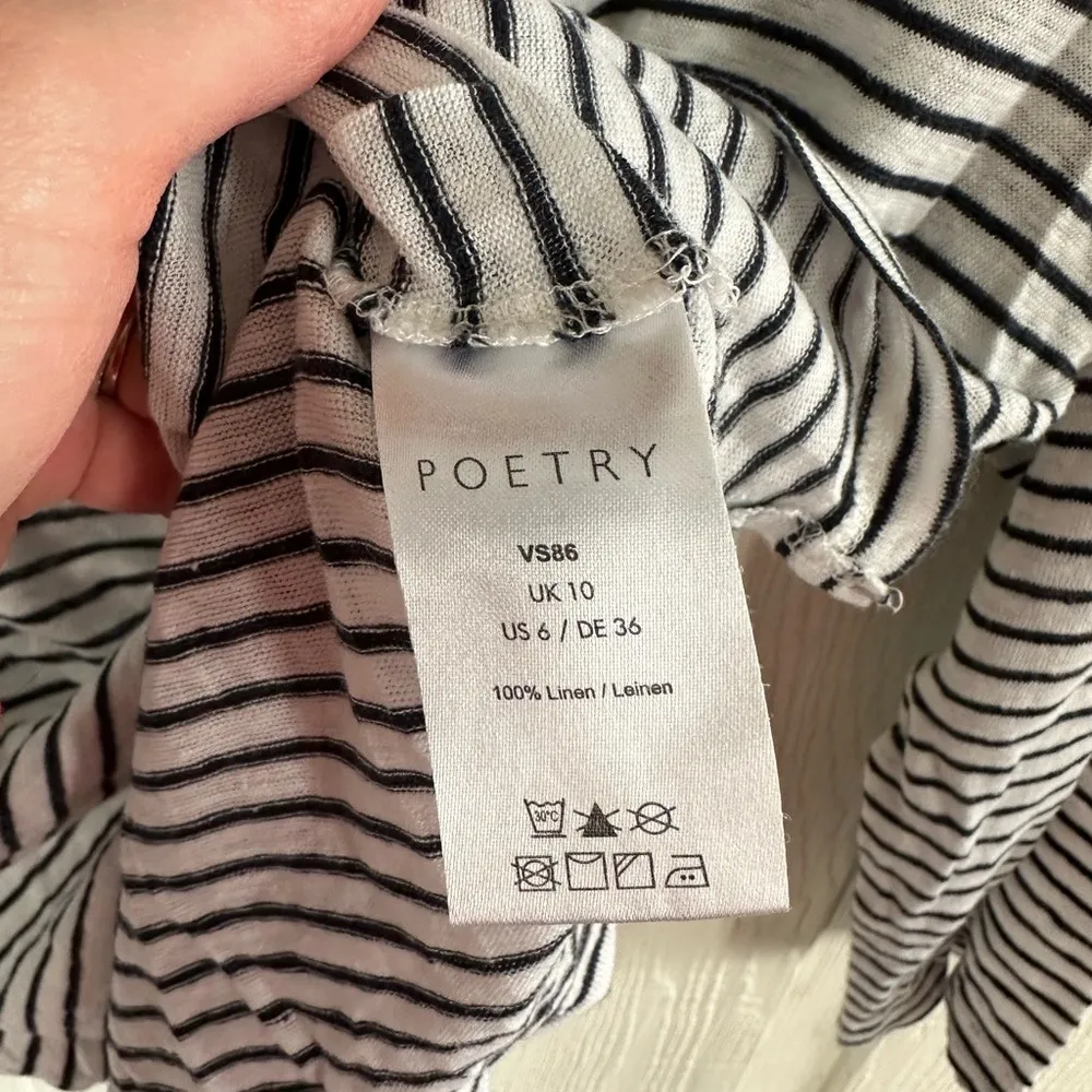 Poetry Striped 100% Linen Long Sleeve Top - Image 4