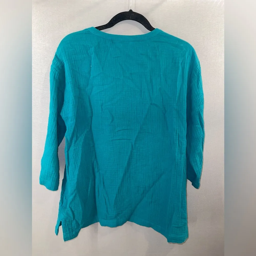 Soft surroundings turquoise tunic 100% cotton lightweight size small - Image 4