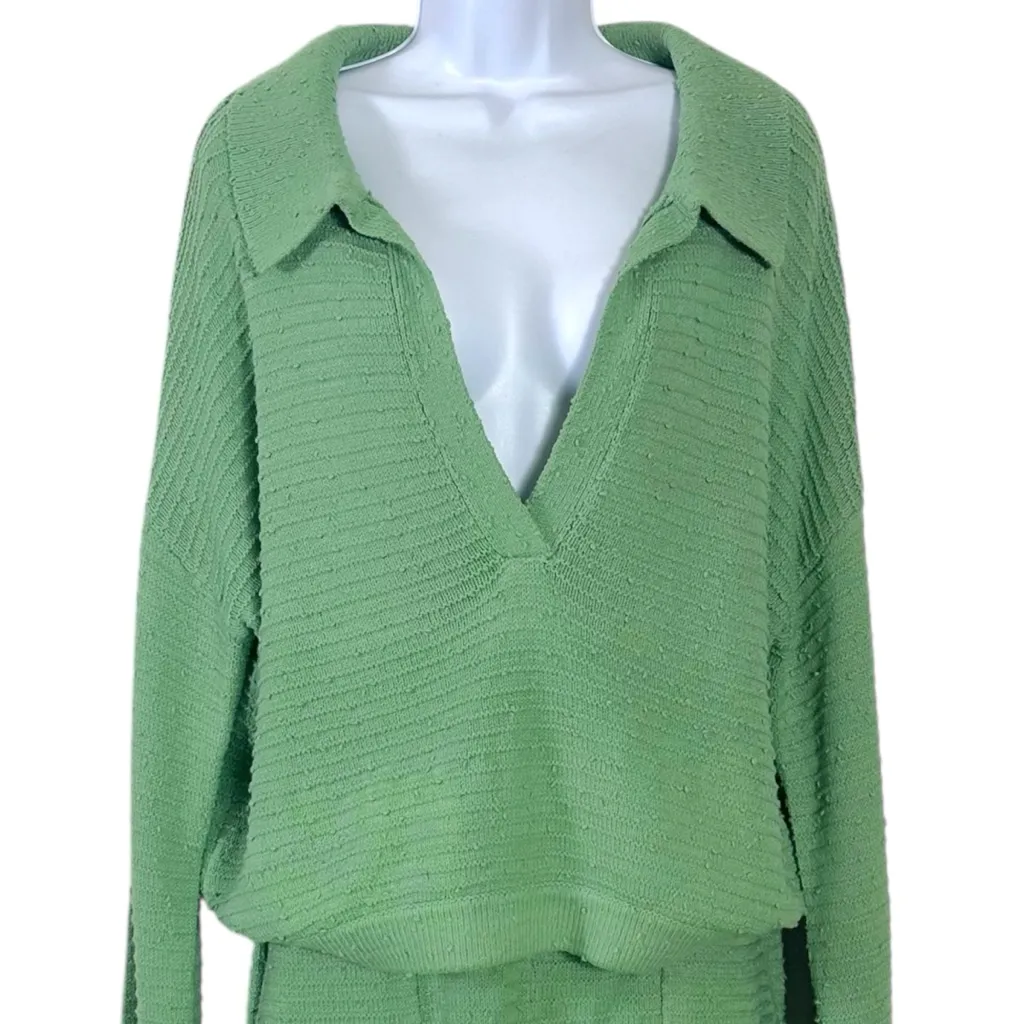 Free People Beach Carter Sweater Set Venice Jade Size Large Relaxed Fit V Neck - Image 5