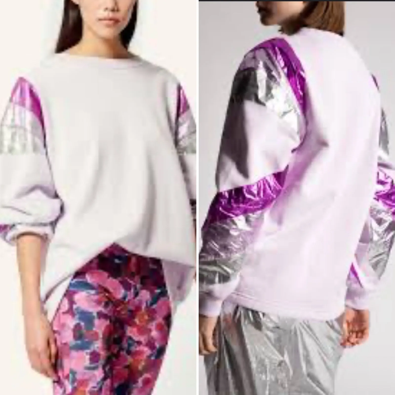 Isabel Marant Menji Purple Metallic Panel Sweatshirt Size Large MSRP $570 - Image 3