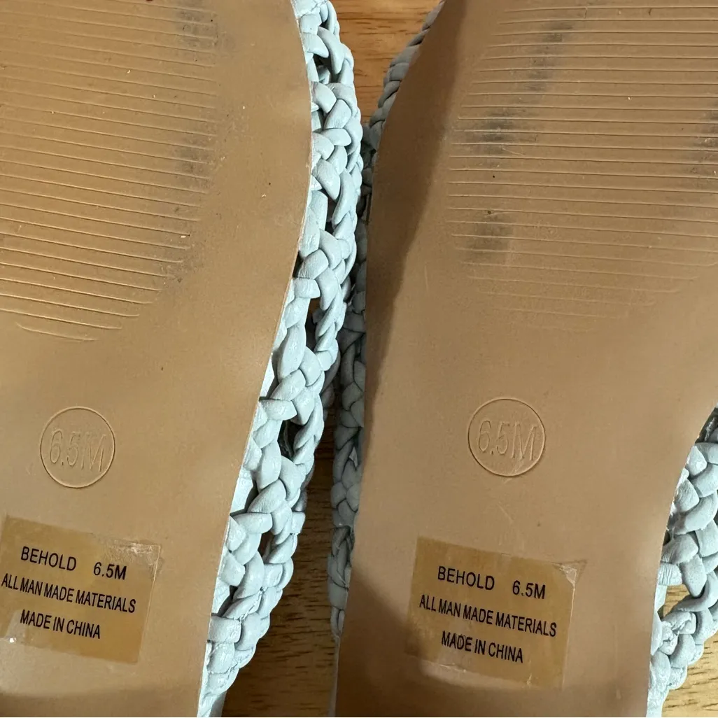 Sincerely‎ Jules Behold Pale Blue Woven Mules Size 6.5 - Image 8