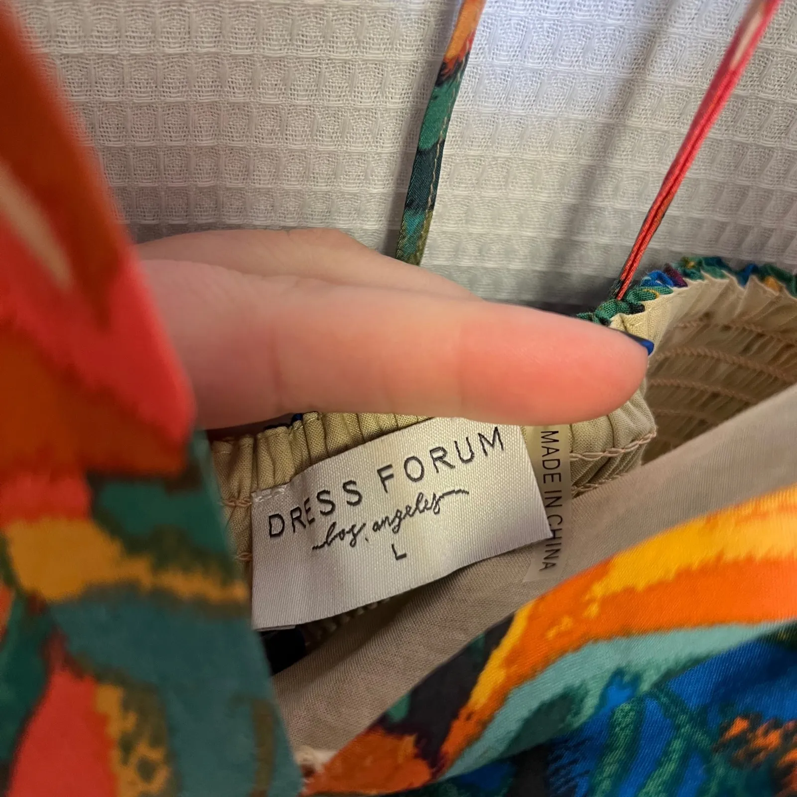 Dress Forum Tropical Floral Cutout Maxi Dress Tie Back Smocked Waist Size L - Image 9