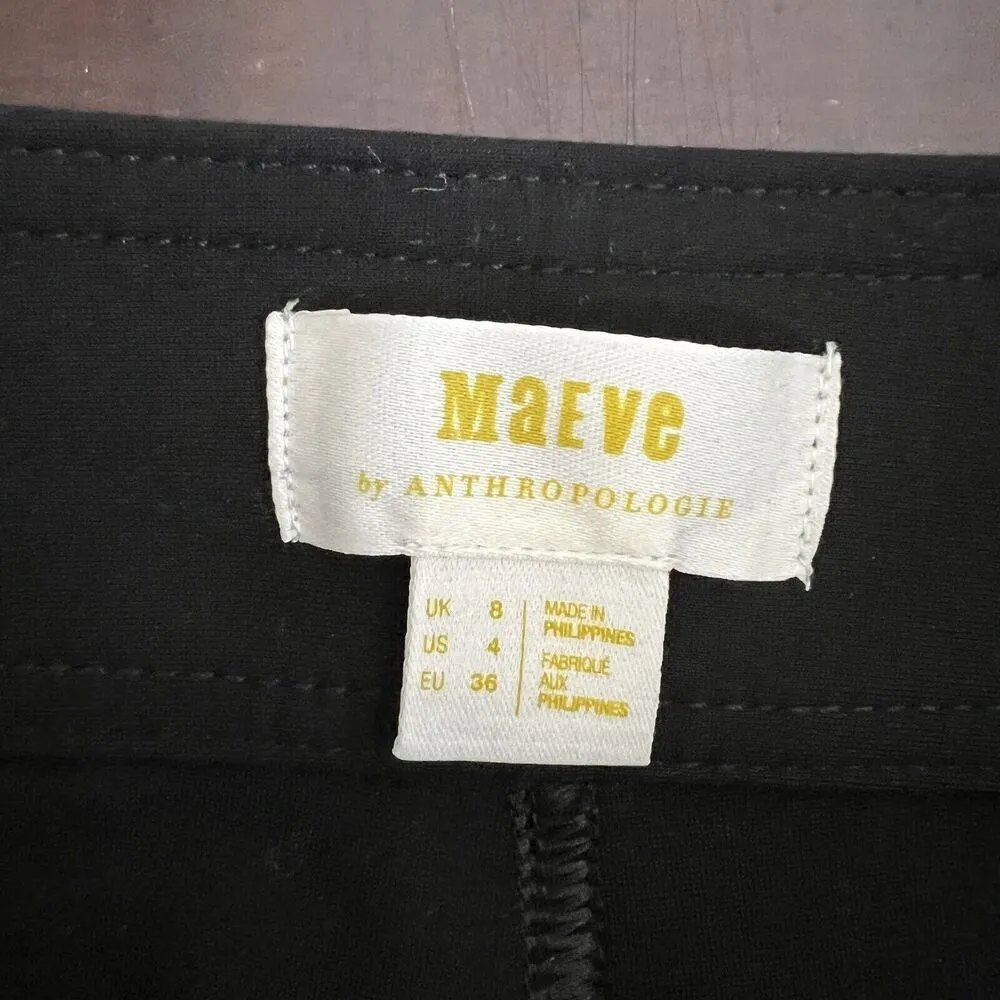 Maeve Anthropologie Slit Split Front Flared Leg Ponte Pants Black Women’s Size 4 - Image 9