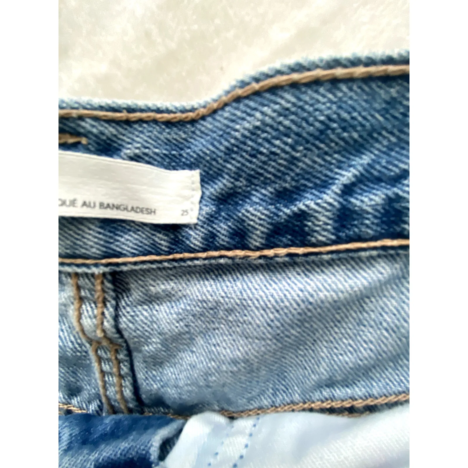 NWOT Womens Oak + Fort Denim Raw Hem Dad Short Size 25 Blue - Image 4