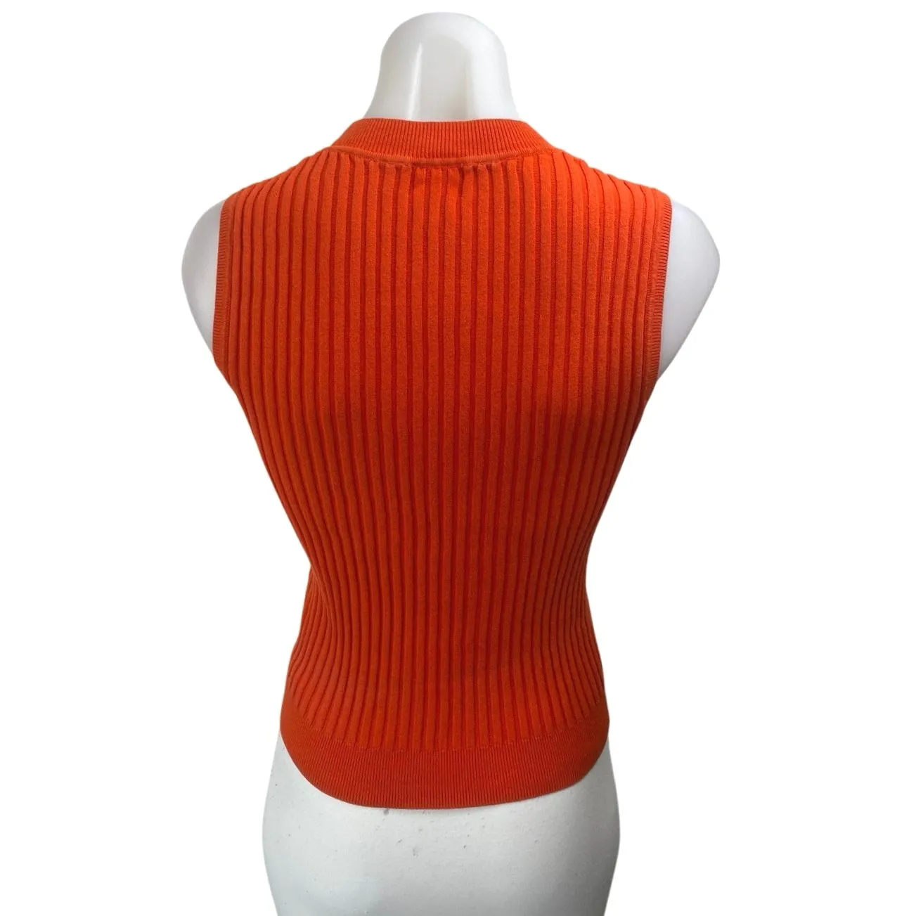 Gorman Women's Red Rib Knit Sleeveless Mock Neck Crop Sweater Vest Tank Top Sz 6 - Image 2