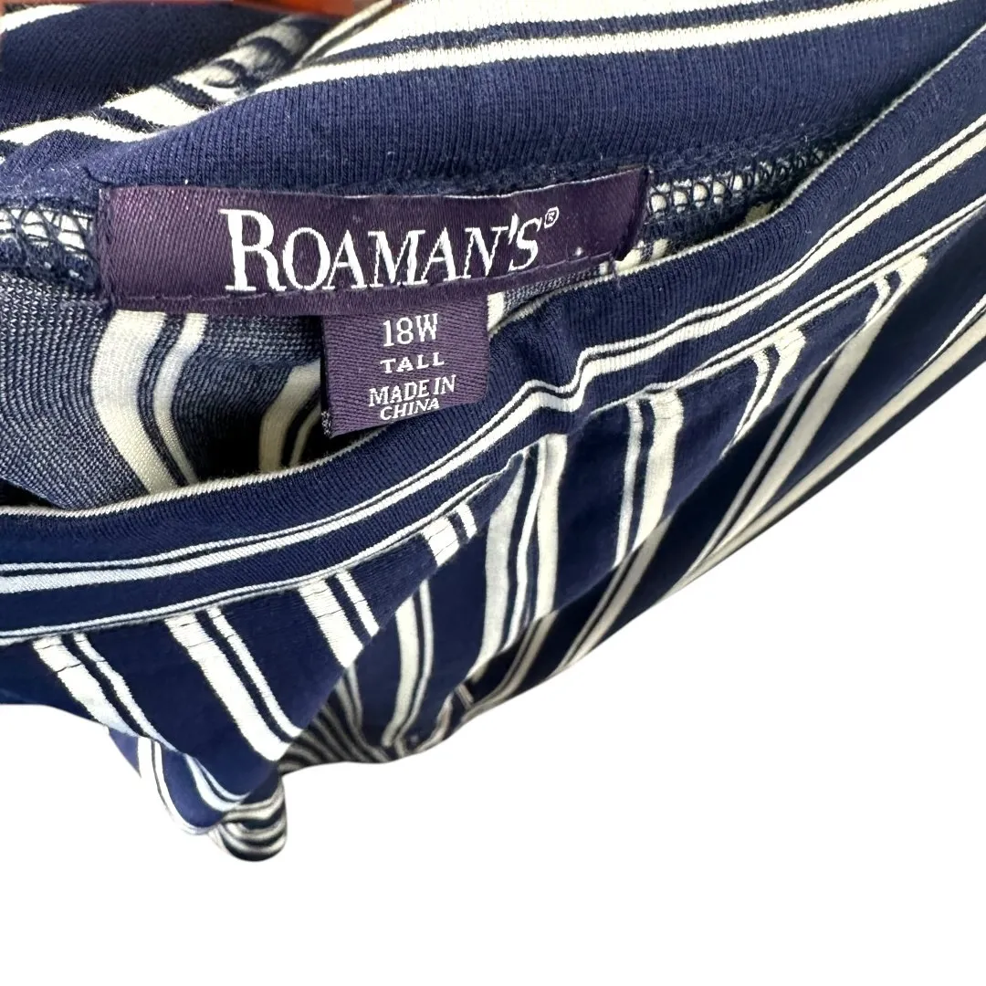 ROAMAN’S Blue White Striped Pants Size 18W Tall - Image 3