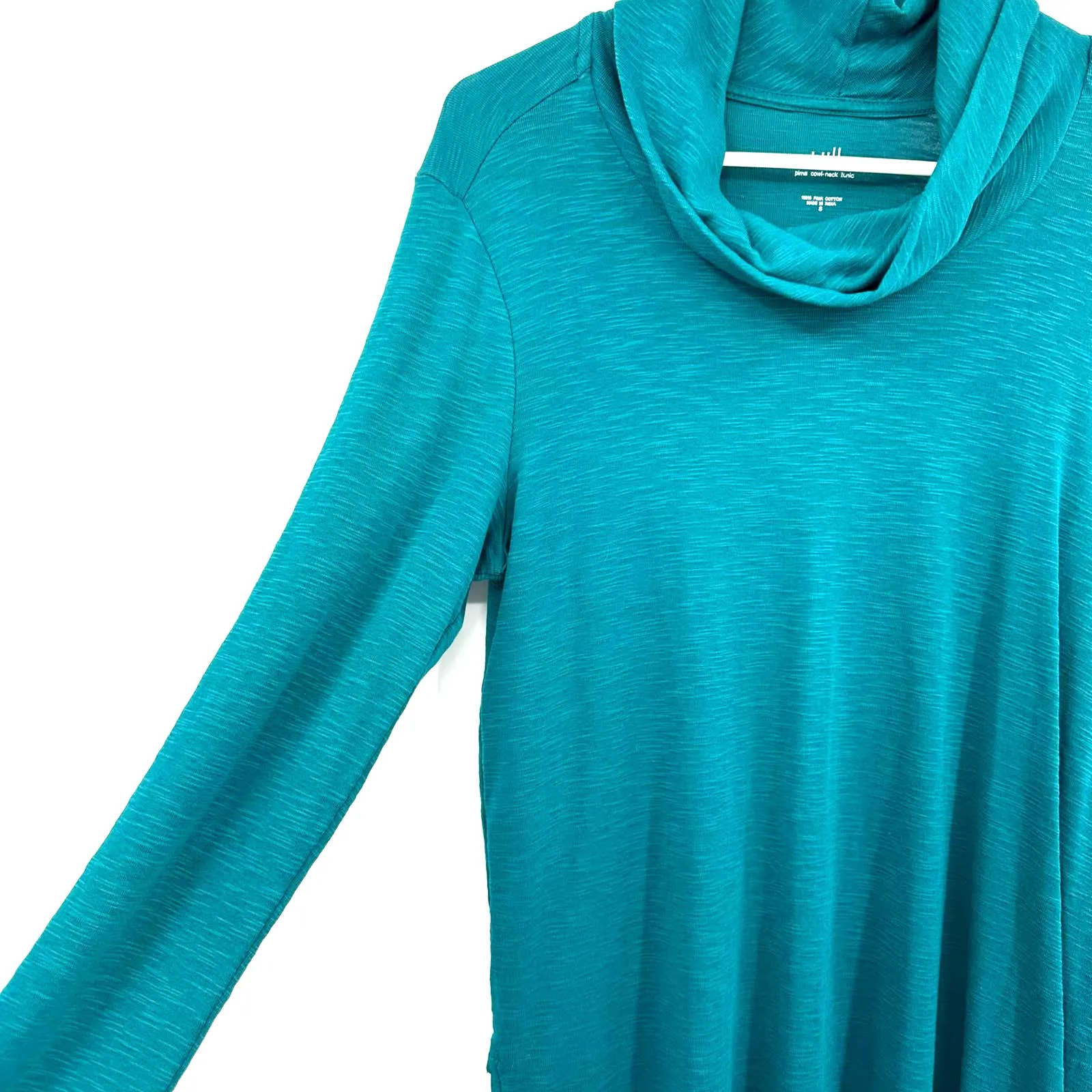 J. Jill size small pima cowl neck tunic top teal green blue long sleeve‎ - Image 3