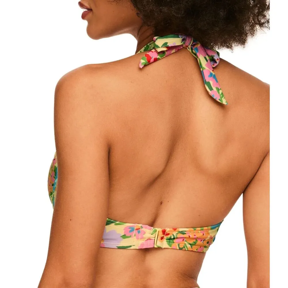 NWT Adore Me Halter Floral Spring Break Bikini Top Pinup Beach Vacation 40C - Image 2
