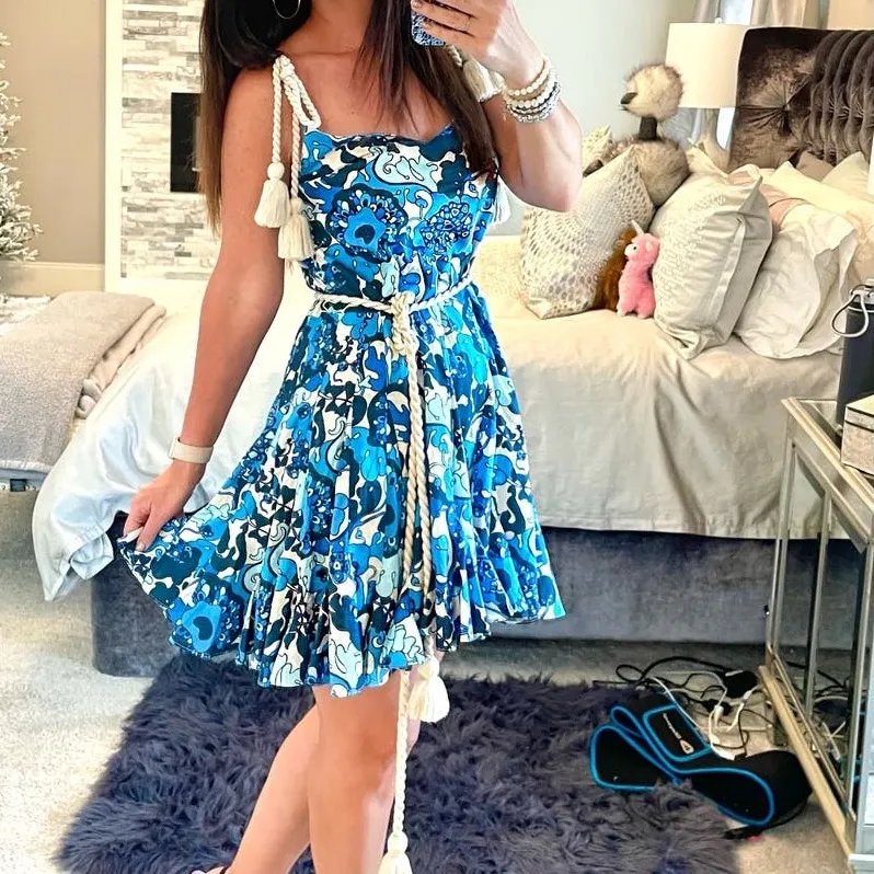 RHODE‎ Casey Dress Medium Blue - Image 4