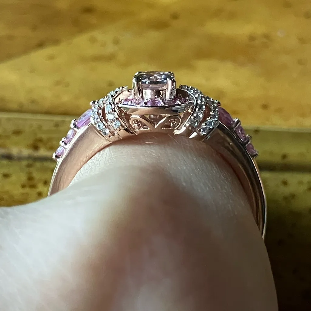 Natural Morganite Pink Sapphire Sterling Silver Ring Size 10 - Image 2