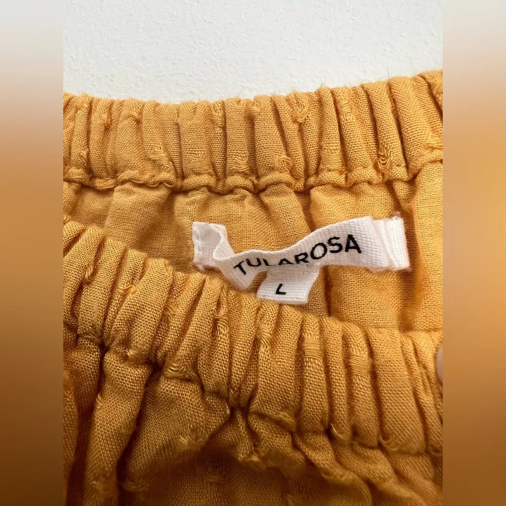 Tularosa Luna Off The Shoulder Mini Dress in Ginger Yellow boho hippie peasant L - Image 4