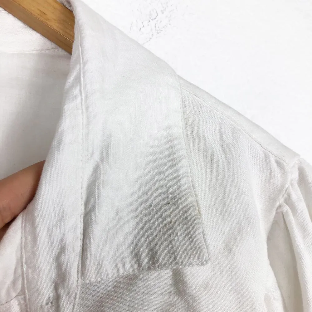 L*SPACE Ryder Romper Large Cream Long Puff Sleeve Belted Button Linen Pocket - Image 7