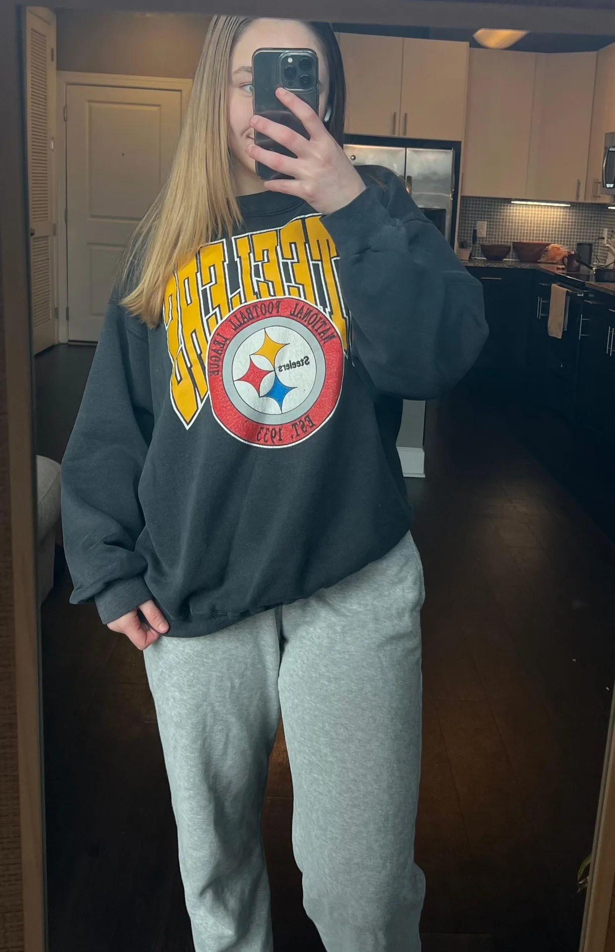 Vintage Steelers Oversized Sweatshirt Gray Size XL - Image 5