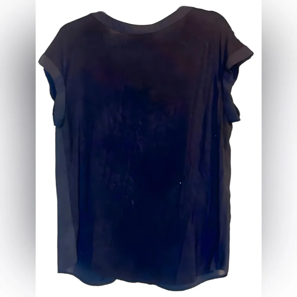 Fortune+Ivy Women's Shirt Cuffed Sleeve Solid Black V Neckline XLarge - Image 3