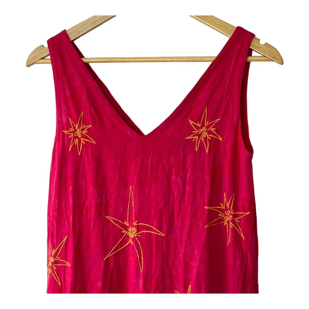 Santiki Pink & Orange Embroidered Sleeveless Maxi Dress Women's Size Small - Image 6